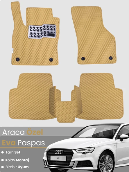 AUDİ A3 HATCHBACK (2013-2020) Uyumlu EVA Paspas Tam Set–Araca Özel,Su Geçirmez,Kolay Montaj ürün görseli 1