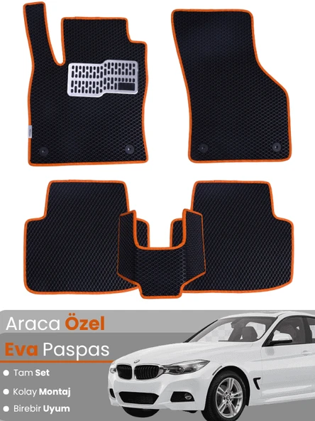 BMW 3 SERİSİ F34 GRAN TURİSMO (2012-2019) Uyumlu EVA Paspas Tam Set–Araca Özel,Su Geçirmez ürün görseli 1