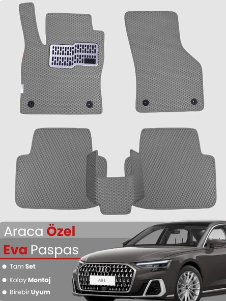 AUDİ A8 L (2017-2024) Uyumlu EVA Paspas Tam Set–Araca Özel,Su Geçirmez,Hızlı ve Kolay Montaj ürün görseli 1
