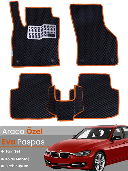 BMW 3 SERİSİ F30 SEDAN (2012-2019) Uyumlu EVA Paspas Tam Set–Araca Özel,Su Geçirmez ürün görseli 1
