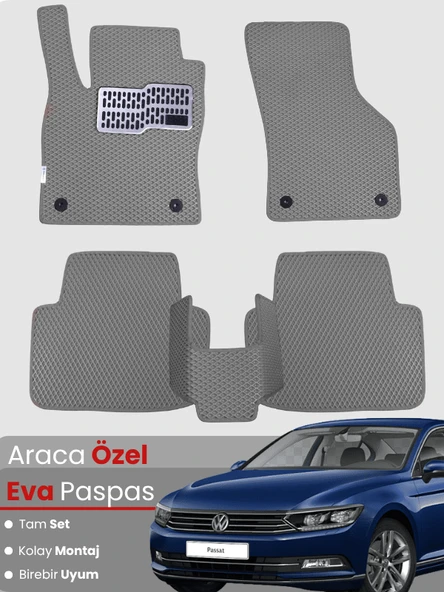 Volkswagen Passat B8 (2015-2019) Uyumlu EVA Paspas Tam Set–Araca Özel,Su Geçirmez,Hızlı Montaj ürün görseli 1