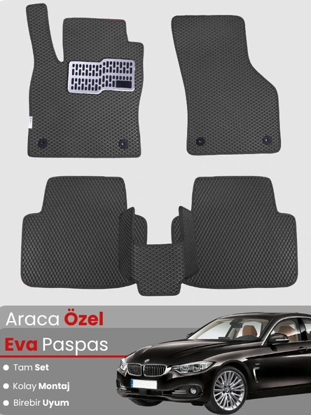 BMW 4 SERİSİ F36 GRANCOUPE (2014-2020) Uyumlu EVA Paspas Tam Set–Araca Özel,Su Geçirmez ürün görseli 1