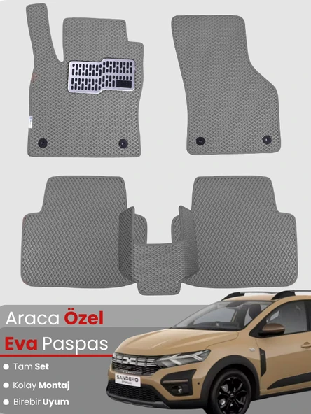 Dacia Sandero (2020-2025) Uyumlu EVA Paspas Tam Set – Birebir Uyum,Su Geçirmez,Kolay ve Hızlı Montaj ürün görseli 1