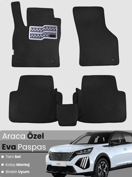 Peugeot 2008 Benzinli (2020-2025) Uyumlu EVA Paspas Tam Set–Araca Özel Kesim,Kaymaz,Kolay Montaj ürün görseli 1