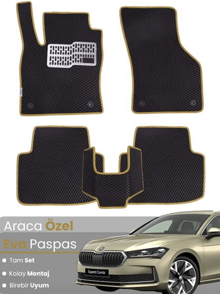 Skoda Super B (2024-2025) Uyumlu EVA Paspas Tam Set–Araca Özel,Su Geçirmez,Hızlı Montaj ürün görseli 1