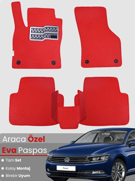 Volkswagen Passat B8 (2015-2019) Uyumlu EVA Paspas Tam Set–Araca Özel,Su Geçirmez,Hızlı Montaj ürün görseli 1