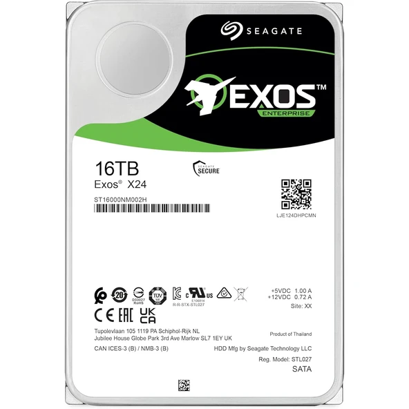 SEAGATE EXOS X16 16TB 7200RPM 512E SATA3 6Gbit/sn ST16000NM002H HDD ürün görseli 1
