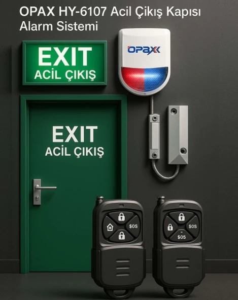 Opax HY-6107 Kablolu & Kablosuz Acil Çıkış Kapısı Alarm Sistemi ürün görseli 1