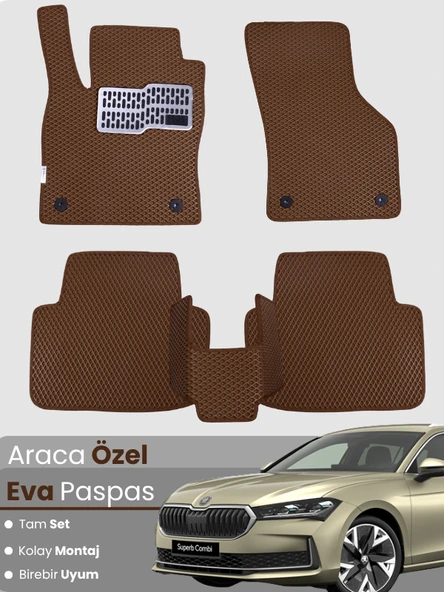 Skoda Super B (2024-2025) Uyumlu EVA Paspas Tam Set–Araca Özel,Su Geçirmez,Hızlı Montaj ürün görseli 1