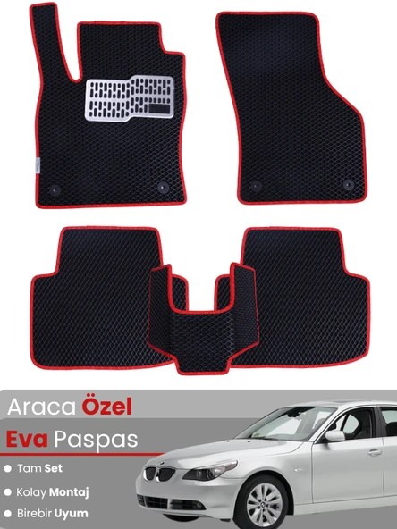 BMW 5 SERİSİ E60 SEDAN (2003-2010) Uyumlu EVA Paspas Tam Set–Araca Özel,Su Geçirmez ürün görseli 1