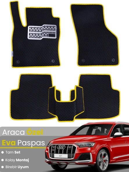 AUDİ Q7 (2005-2015) Uyumlu EVA Paspas Tam Set–Araca Özel,Su Geçirmez,Hızlı ve Kolay Montaj ürün görseli 1