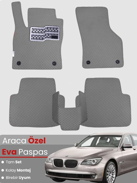 BMW 7 SERİSİ F01 SHORT (2009-2015) Uyumlu EVA Paspas Tam Set–Araca Özel,Su Geçirmez ürün görseli 1