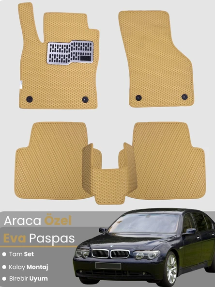 BMW 7 SERİSİ E66 LONG (2003-2009) Uyumlu EVA Paspas Tam Set–Araca Özel,Su Geçirmez ürün görseli 1