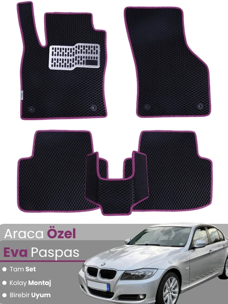 BMW 3 SERİSİ E90 SEDAN (2005-2013) Uyumlu EVA Paspas Tam Set–Araca Özel,Su Geçirmez ürün görseli 1