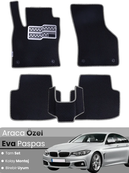 BMW 4 SERİSİ F36 XDRİVE (2014-2020) Uyumlu EVA Paspas Tam Set–Araca Özel,Su Geçirmez ürün görseli 1