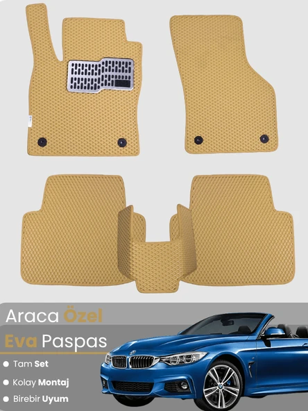BMW 3 SERİSİ E93 CABRİO (2005-2013) Uyumlu EVA Paspas Tam Set–Araca Özel,Su Geçirmez ürün görseli 1