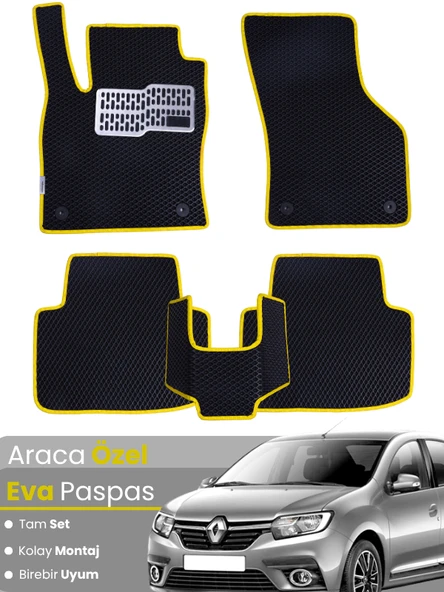 Renault Symbol 3 (2013-2020) Uyumlu EVA Paspas Tam Set–Araca Özel,Su Geçirmez,Hızlı ve Kolay Montaj ürün görseli 1