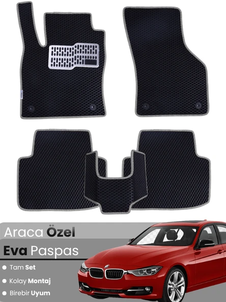 BMW 3 SERİSİ F30 SEDAN (2012-2019) Uyumlu EVA Paspas Tam Set–Araca Özel,Su Geçirmez ürün görseli 1