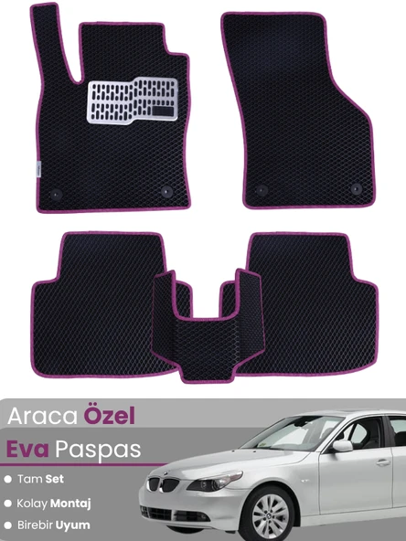 BMW 5 SERİSİ E60 SEDAN (2003-2010) Uyumlu EVA Paspas Tam Set–Araca Özel,Su Geçirmez ürün görseli 1