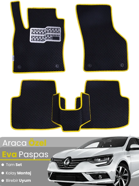 Renault Megane 4 Sedan (2016-2025) Uyumlu EVA Paspas Tam Set–Araca Özel Tasarım,Kolay Montaj ürün görseli 1