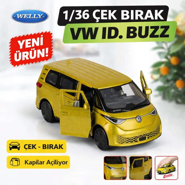 1/36 Çek Bırak Volkswagen ID. Buzz  Die-Cast Model Araba  Açılır Kapılı ürün görseli 1