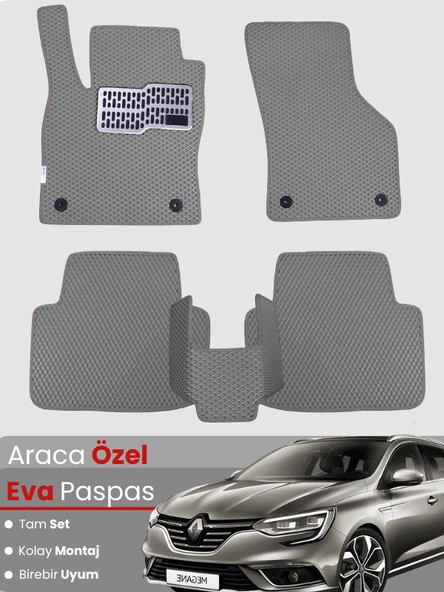 Renault Megane 4 Hatchback (2016-2025) Uyumlu EVA Paspas Tam Set–Araca Özel Tasarım,Kolay Montaj ürün görseli 1