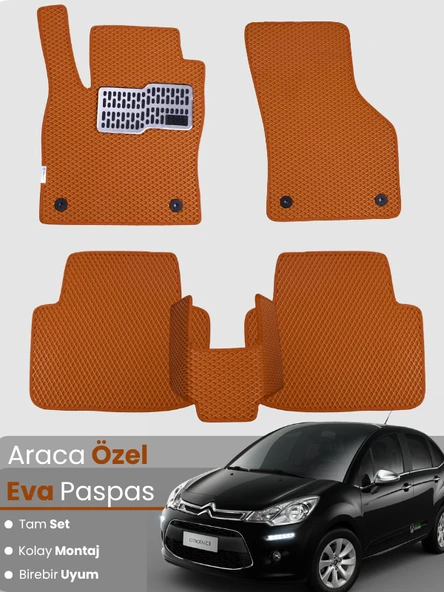 CİTROEN C3 (2002-2009) Uyumlu EVA Paspas Tam Set–Araca Özel,Su Geçirmez,Hızlı ve Kolay Montaj ürün görseli 1