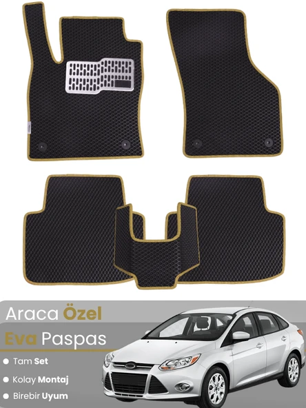 FORD FOCUS 3 (2011-2014) Uyumlu EVA Paspas Tam Set–Araca Özel,Su Geçirmez,Kolay Montaj ürün görseli 1