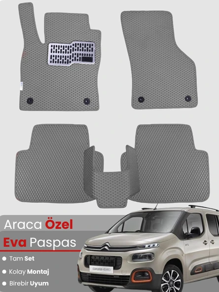 CİTROEN BERLİNGO (2018-2024) Uyumlu EVA Paspas Tam Set–Araca Özel,Su Geçirmez,Kolay Montaj ürün görseli 1