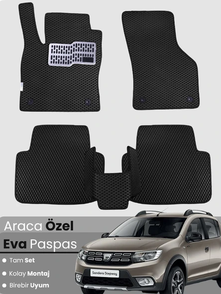 DACİA SANDERO STEPWAY (2012-2020) Uyumlu EVA Paspas Tam Set–Araca Özel,Su Geçirmez,Kolay Montaj ürün görseli 1