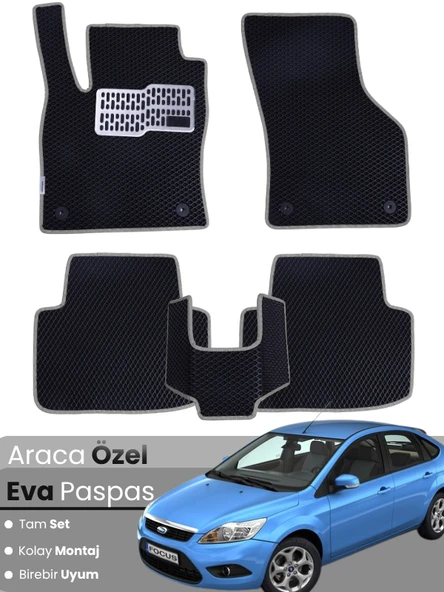 FORD FOCUS 2 HATCHBACK (2005-2011) Uyumlu EVA Paspas Tam Set–Araca Özel,Su Geçirmez ürün görseli 1