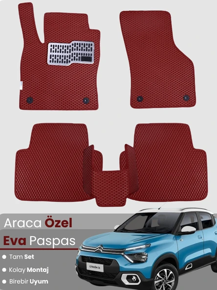 CİTROEN C3 (2017-2025) Uyumlu EVA Paspas Tam Set–Araca Özel,Su Geçirmez,Hızlı ve Kolay Montaj ürün görseli 1