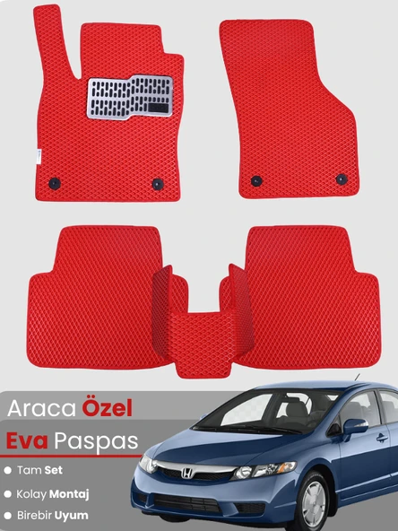 HONDA CİVİC FD6 SEDAN-(2006-2011) Uyumlu EVA Paspas Tam Set–Araca Özel,Su Geçirmez ürün görseli 1