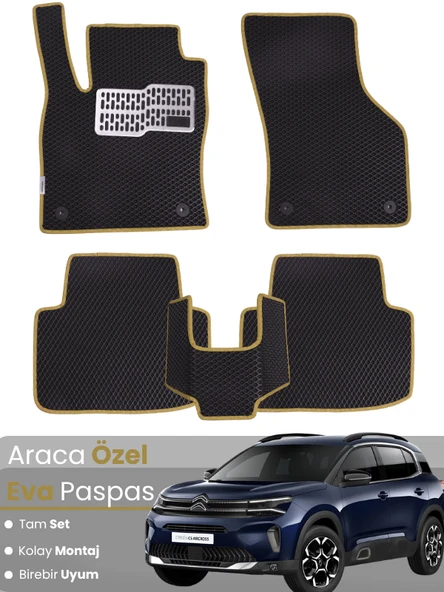 CİTROEN C5 AİRCROSS (2017-2023) Uyumlu EVA Paspas Tam Set–Araca Özel,Su Geçirmez,Kolay Montaj ürün görseli 1