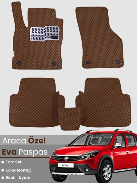 DACİA SANDERO (2012-2020) Uyumlu EVA Paspas Tam Set–Araca Özel,Su Geçirmez,Hızlı ve Kolay Montaj ürün görseli 1