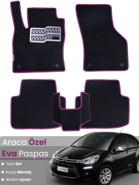 CİTROEN C3 (2002-2009) Uyumlu EVA Paspas Tam Set–Araca Özel,Su Geçirmez,Hızlı ve Kolay Montaj ürün görseli 1