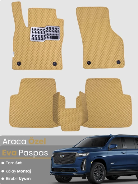 CADİLLAC ESCALADE (2021-2024) Uyumlu EVA Paspas Tam Set–Araca Özel,Su Geçirmez,Hızlı ve Kolay Montaj ürün görseli 1