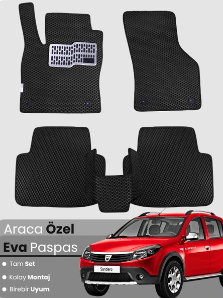DACİA SANDERO (2012-2020) Uyumlu EVA Paspas Tam Set–Araca Özel,Su Geçirmez,Hızlı ve Kolay Montaj ürün görseli 1