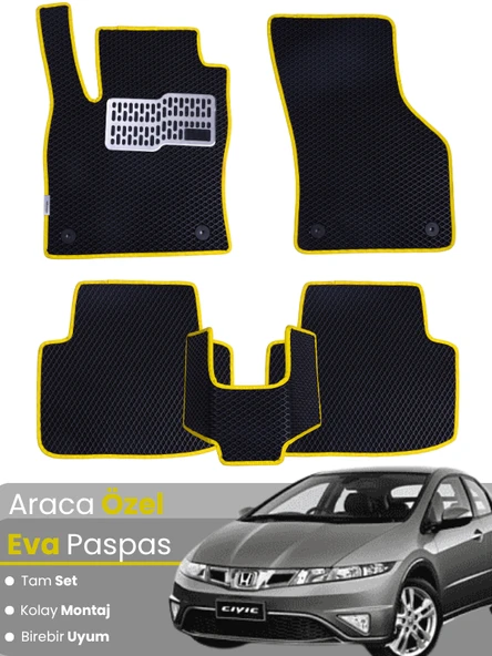 HONDA CİVİC EURO HATCHBACK (2003-2005) Uyumlu EVA Paspas Tam Set–Araca Özel Tasarım ürün görseli 1