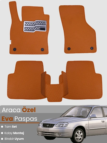HYUNDAİ ACCENT ADMİRE (1999-2005) Uyumlu EVA Paspas Tam Set–Araca Özel,Kolay Montaj ürün görseli 1
