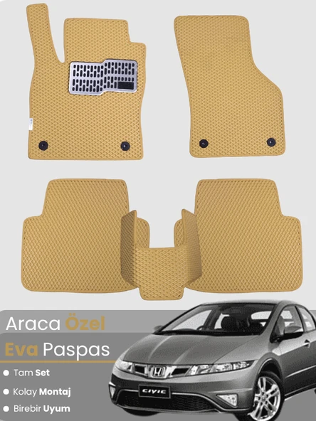 HONDA CİVİC EURO HATCHBACK (2003-2005) Uyumlu EVA Paspas Tam Set–Araca Özel Tasarım ürün görseli 1