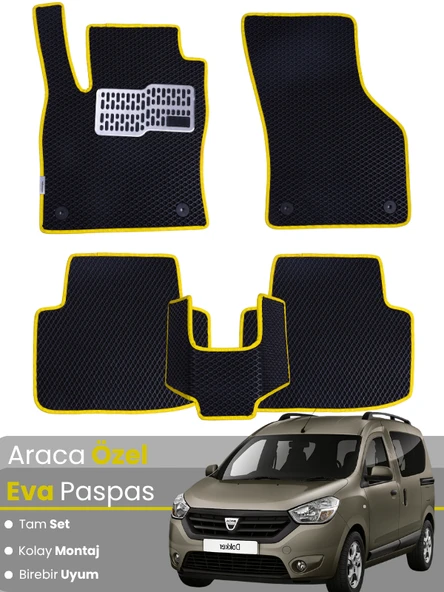 DACİA DOKKER (2012-2023) Uyumlu EVA Paspas Tam Set–Araca Özel,Su Geçirmez,Kolay Montaj ürün görseli 1
