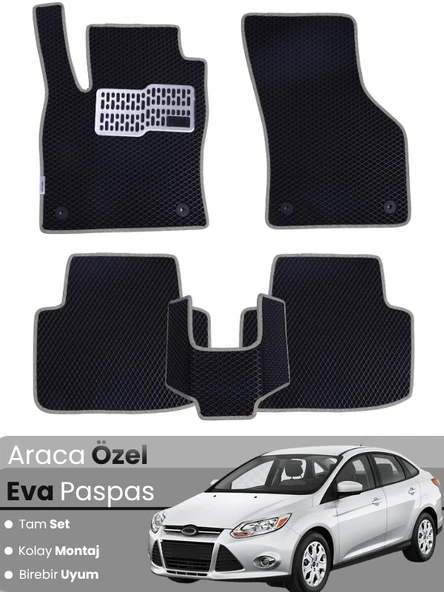 FORD FOCUS 3 (2011-2014) Uyumlu EVA Paspas Tam Set–Araca Özel,Su Geçirmez,Kolay Montaj ürün görseli 1