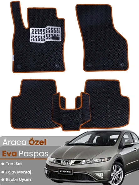HONDA CİVİC-FK/FN HATCHBACK 5 KAPI (2006-2012) Uyumlu EVA Paspas Tam Set–Araca Özel ürün görseli 1