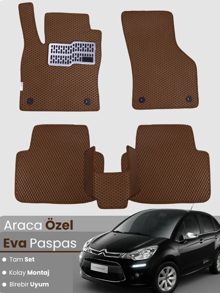 CİTROEN C3 (2002-2009) Uyumlu EVA Paspas Tam Set–Araca Özel,Su Geçirmez,Hızlı ve Kolay Montaj ürün görseli 1