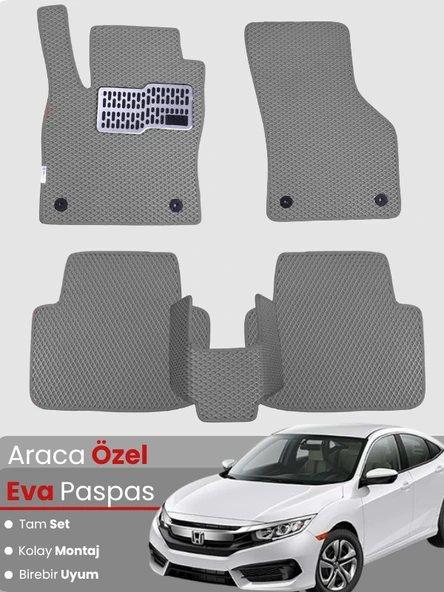 HONDA CİVİC FC5 (2016-2021) Uyumlu EVA Paspas Tam Set–Araca Özel,Su Geçirmez,Kolay Montaj ürün görseli 1