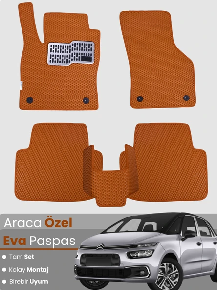 CİTROEN C4 PİCASSO (2013-2022) Uyumlu EVA Paspas Tam Set–Araca Özel,Su Geçirmez,Kolay Montaj ürün görseli 1