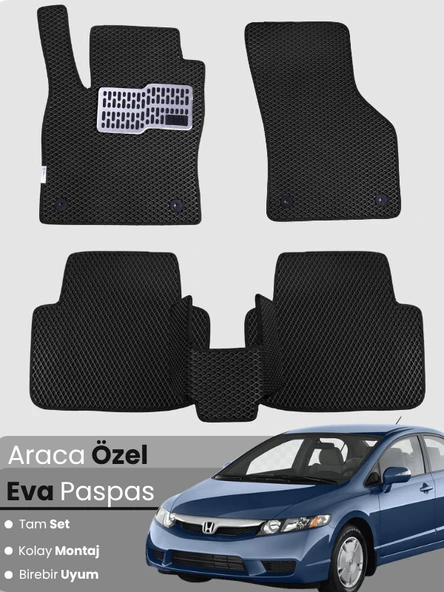 HONDA CİVİC FD6 SEDAN-(2006-2011) Uyumlu EVA Paspas Tam Set–Araca Özel,Su Geçirmez ürün görseli 1