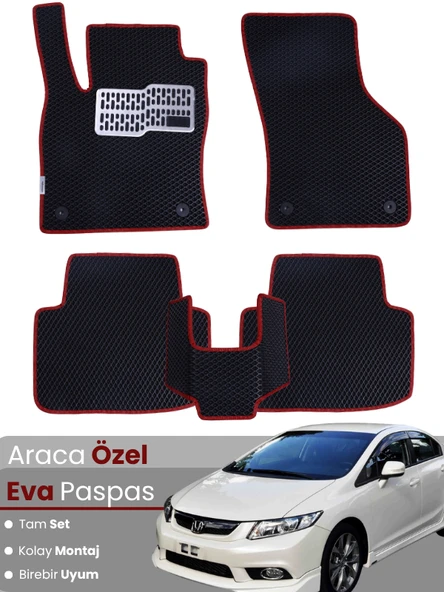 HONDA CİVİC FB7 SEDAN (2012-2015) Uyumlu EVA Paspas Tam Set–Araca Özel Tasarım,Su Geçirmez ürün görseli 1