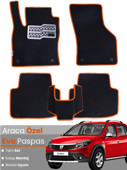 DACİA SANDERO (2012-2020) Uyumlu EVA Paspas Tam Set–Araca Özel,Su Geçirmez,Hızlı ve Kolay Montaj ürün görseli 1